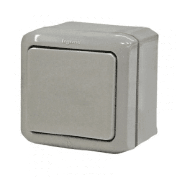 Legrand  Quteo  Серый Переключатель 1-клавишный открытая установка IP44 782334