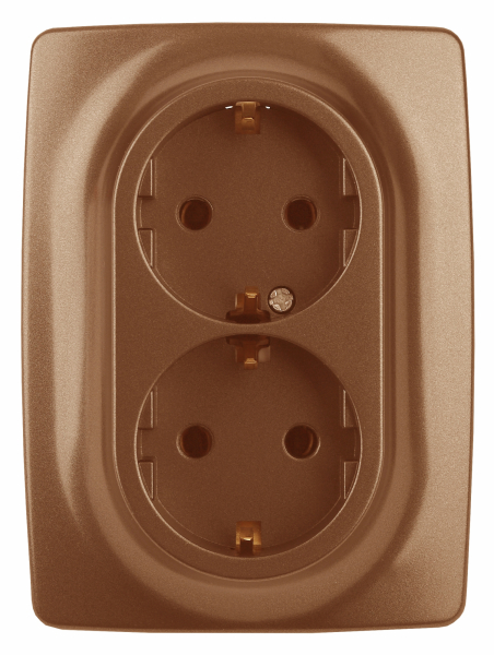 ЭРА  Эра12  Медь  Розетка 2X2P+E Schuko, 16АХ-250В 12-2106-14
