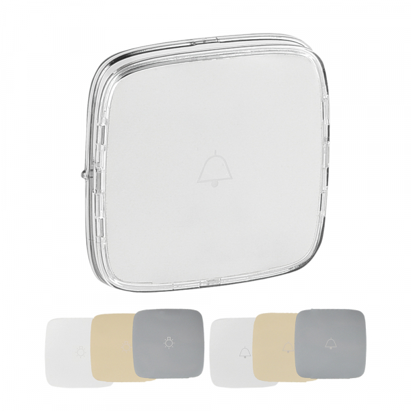 Legrand 755115 Valena ALLURE.Лицевая панель для кнопочного выключателя с держателем маркировки,с подсветкой.Прозрачная,с 3 вставками (белая,сл.кость,алюминий) в комплекте