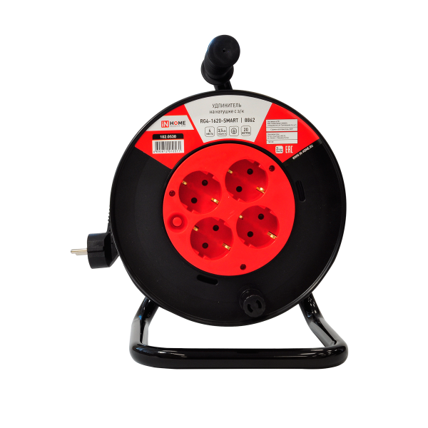 Удлинитель на кат. 4 гн. с з/к ПВС 3*1,5 20м с т/з 16А  RG4-1620-SMART  8862 IN HOME