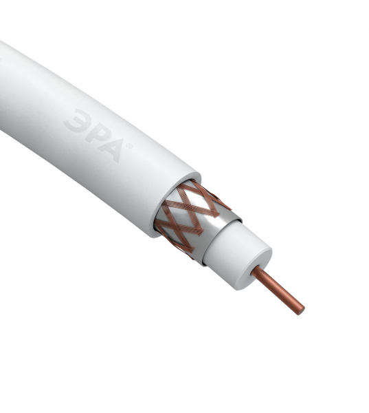RG-6U, (64%), 75 Ом, 100м, белый  Кабель коаксиальный, Cu, PVC(4/96) ЭРА