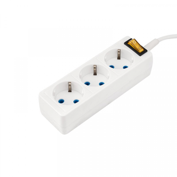 Удлинитель 3 гнезда 1,5 м, 3х0,75 мм2, с/з, с кнопкой PREMIUM белый PROconnect 11-2423