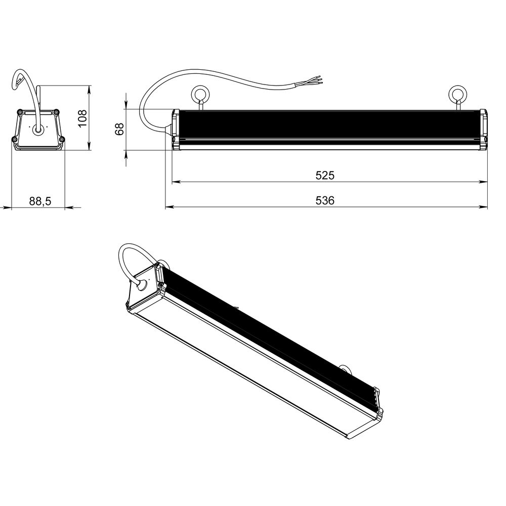 Т-Линия v2.0 30 500мм Оптик Склад 3000К 30×50°