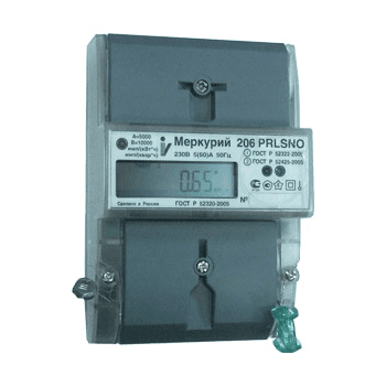 Счетчик Меркурий 206 PLNO 5-60А DIN, ЖКИ PLC 2 тарифный