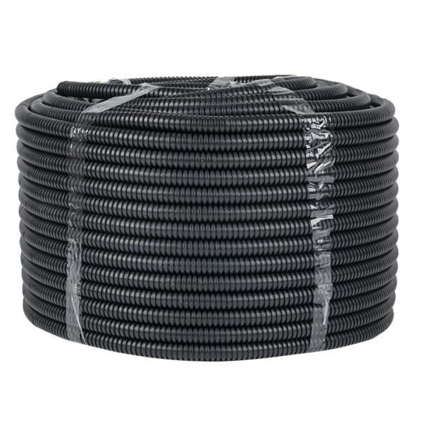 Труба гофр. негорючая безгалогеновая FRHF Plast с зондом d16мм (100м) черная EKF (кратно 100)