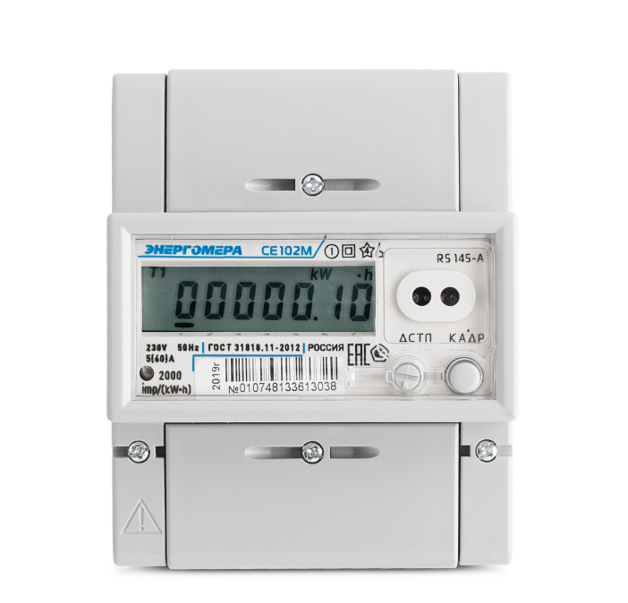 Счетчик Энергомера CE 102М R5 145 J 1-фазный DIN, ЖКИ опт. 2 тарифный (Самара)