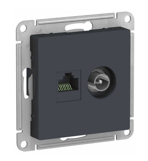 AtlasDesign Грифель  Розетка 2-местная компьютерная+ТВ, RJ45+TV, кат.5E, механизм ATN000789