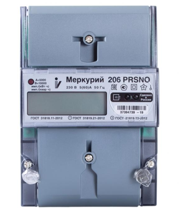 Счетчик Меркурий 206 PRSNO 5-60А DIN, ЖКИ RS-485, реле, 2 тарифный