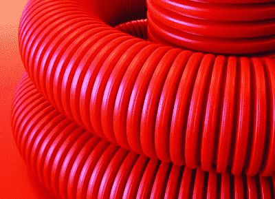 Труба гибкая двустенная для кабельной канализации с протяжкой д.63мм, цвет красный DKC 121963100 (кратно 100)