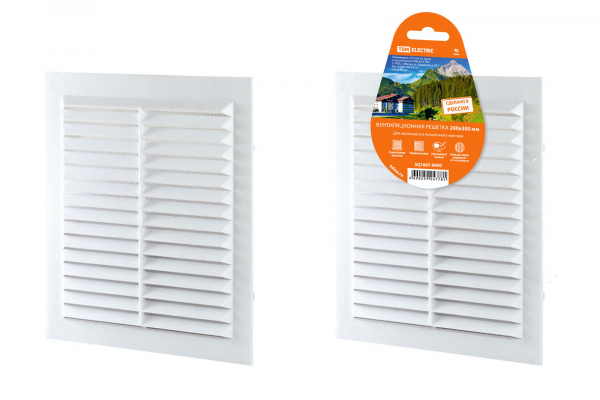 Решетка неразъемная с москитной сеткой, белая  200х300 TDM