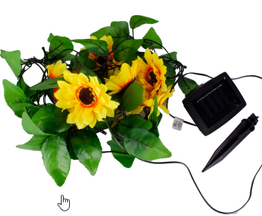 Uniel USL-S-138-PT2300 SUNFLOWERS гирлянда на солнечной батарее Подсолнухи. 24 светодиода. Теплый белый свет. 1xАА Ni-Mh IP44