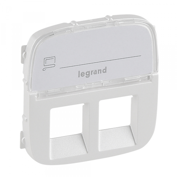 Legrand 755489 Valena ALLURE.Лицевая панель для двойных розеток телефонных/информационных с держателем маркировки.Жемчуг