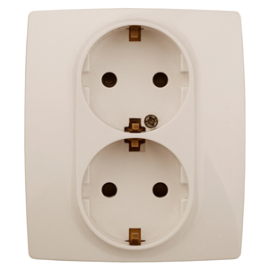 ЭРА  Эра12  Слоновая Кость  Розетка 2X2P+E Schuko со шторками 16АХ-250В 12-2104-02 Б0014700