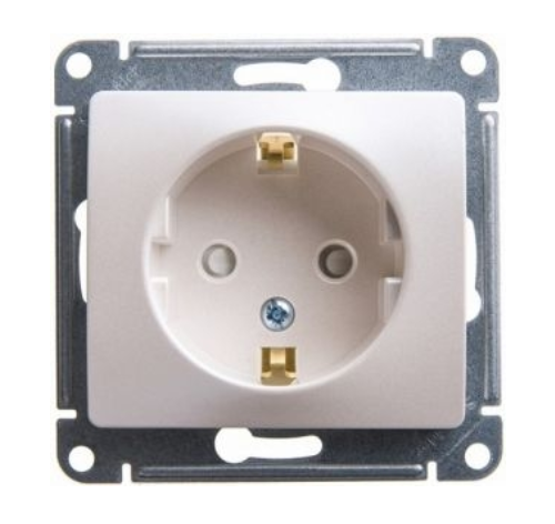 Glossa Молочный Розетка с заземляющими контактами со шторками, 16А, 250В, механизм IP20 скрытая установка GSL000945