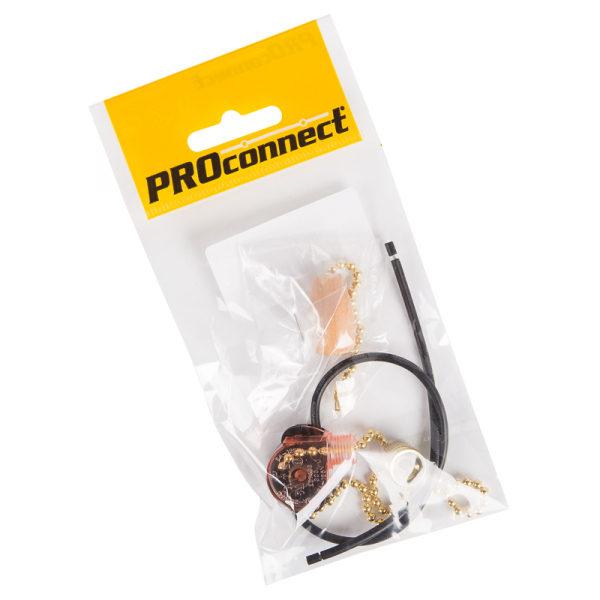 PROCONNECT  Выключатель для настенного светильника c проводом и деревянным наконечником,  gold   Индивидуальная упаковка  1 шт. 32-0104-9