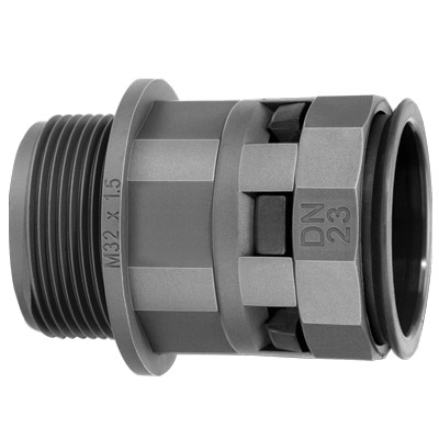 Муфта труба-коробка DN 36 мм, М40х1,5, полиамид, цвет черный, DKC PAM36M40N (кратно 5)
