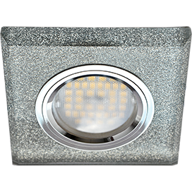 Светильник точечный Ecola MR16 DL1651 GU5.3 Glass Светильник встр. Квадрат скошенный край Серебряный блеск / Хром 25x90x90 /FS1651EFF /
