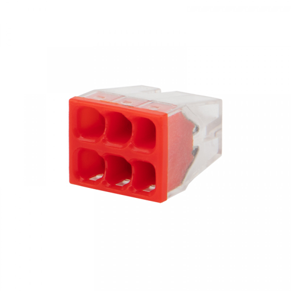 Экспресс-клемма REXANT СМК 2273-206, 6-проводная 0.5-2.5 мм2, прозрачная (100 шт./уп.) 07-3209