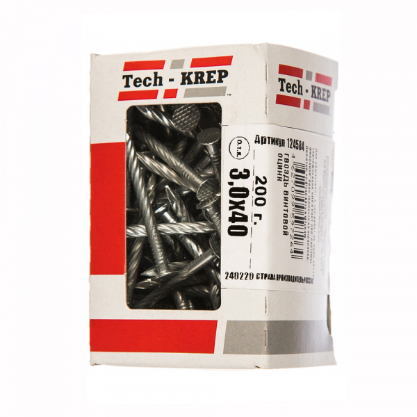 Гвоздь винтовой оцинк. 3,0х40 (200 г) - коробка Tech-Krep