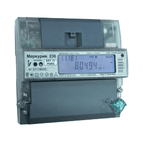 Счетчик Меркурий 236 ART-02 PQRS 10-100А 380В DIN ЖКИ RS-485 1 тарифный