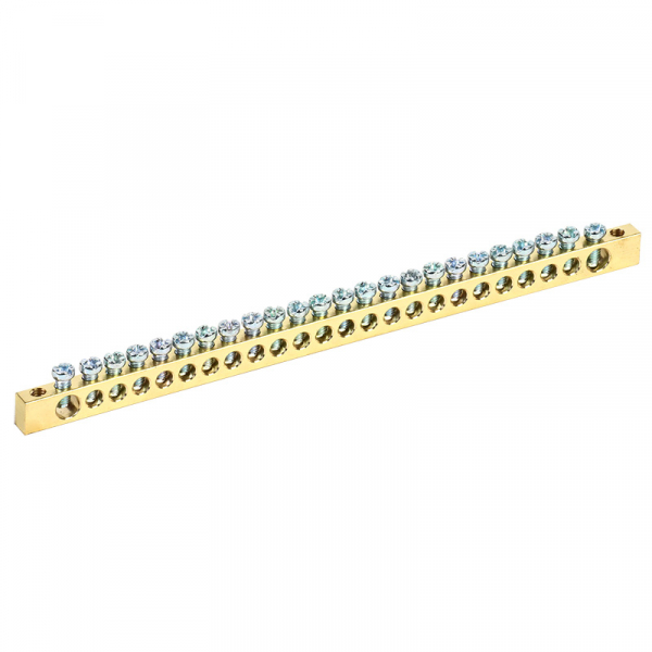 Шина «N» нулевая 6х9 мм 24/2 (24 группы/крепеж по краям) REXANT 11-2371