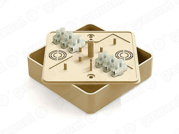 Коробка распаячная Greenel  GE41219-11 ОП 100х100х29мм цвет сосна, с контактной группой 6 кл. GE41219-11