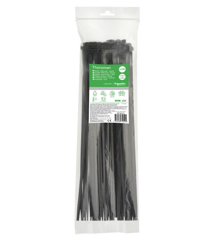 Хомут (стяжка)  пластик  4.8 х 370  черный  (100шт)  SCH IMT46272