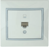 Lezard  Mira  Белый-Серый Розетка компьютерная CAT5 скрытая установка  (860036) 701-0215-139