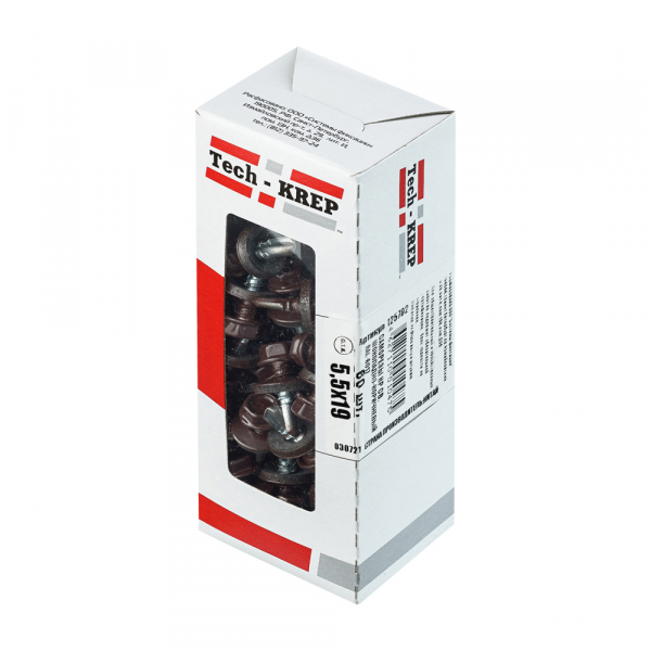 Саморез КР св. 5,5х19 RAL-8017 (шоколад. корич) (60 шт) - коробка с ок Tech-Krep