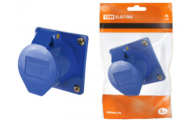 Розетка панельная TDM 423  скрытая установка 2Р+РЕ 32А 220В IP44