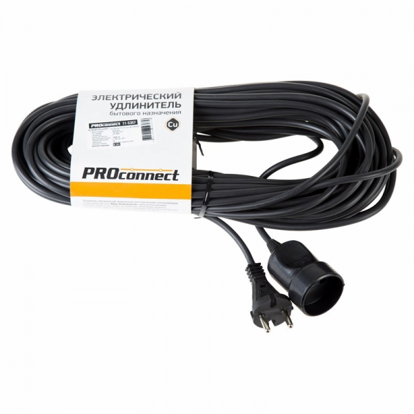 Удлинитель шнур 20 м (1 роз.) 2х0.75 мм2 STANDART PROCONNECT 11-5357