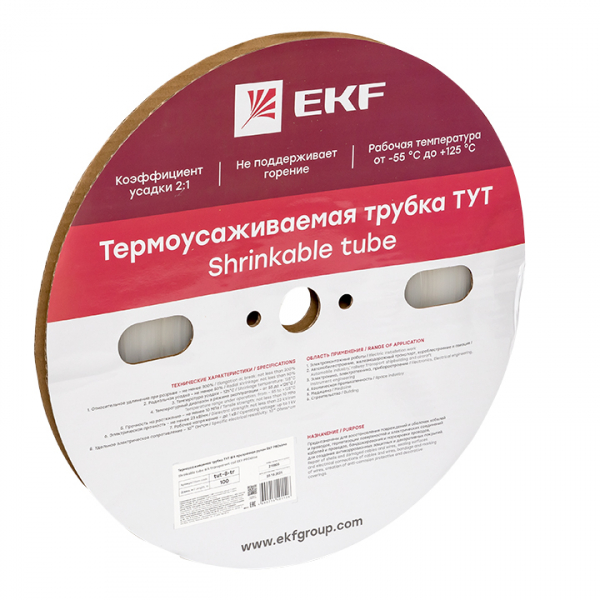 Термоусаживаемая трубка ТУТ 8/4 прозрачная рулон EKF PROxima (кратно 100)