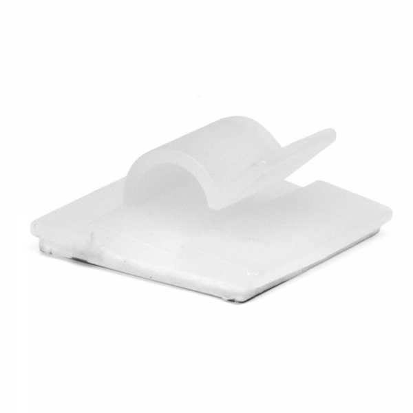 Клипса самоклеящаяся для кругл.кабеля диаметром 16мм, белая 25x25