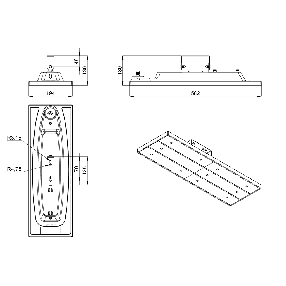 Маркет Плано 80 CRI80 5000К 40х95° Поворотный кронштейн