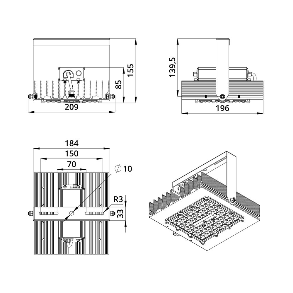 Прожектор 80 S CRI70 5000К 155х70°