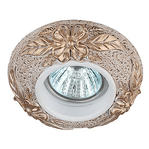 Точечный светильник ЭРА DK78-2  декор гипс  MR16,12V/220V, 50W, круглый ,золото