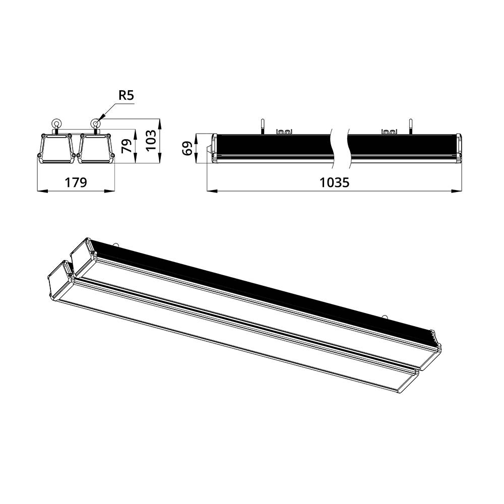 Т-Линия v2.0 200 ×2 1000мм 3000К Призматический
