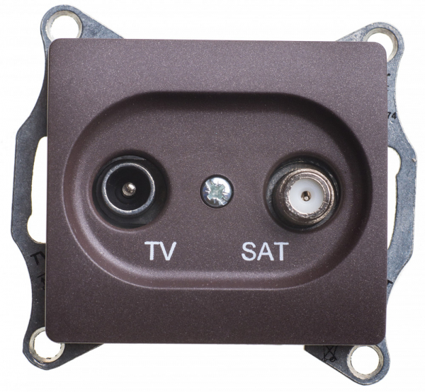 Glossa Шоколад Розетка ТВ-SAT 1-местная 1DB, механизм IP20 скрытая установка GSL000897