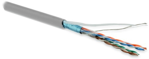 FUTP4-C5E-P26-IN-LSZH-GY-100 (100 м) Кабель витая пара, экранированная F/UTP, категория 5e, 4 пары (26 AWG), многожильный (patch), экран - фольга, LSZH, нг(С)-HF, –20градC – +75градC, серый Hyperline