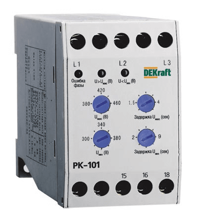 Реле контроля фаз DEKraft 380В тип 01 серии РК-101