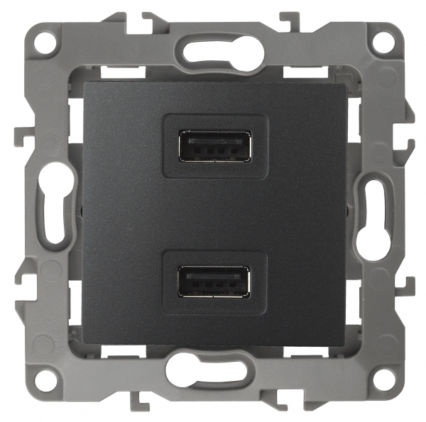 ЭРА  Эра12  Антрацит  Устройство зарядное USB, 5В-2100мА,   12-4110-05 Б0027495