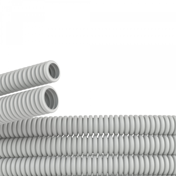 Труба ПВХ гибкая гофр. д.25мм, тяжёлая без протяжки, 50м, цвет серый (кратно 50)