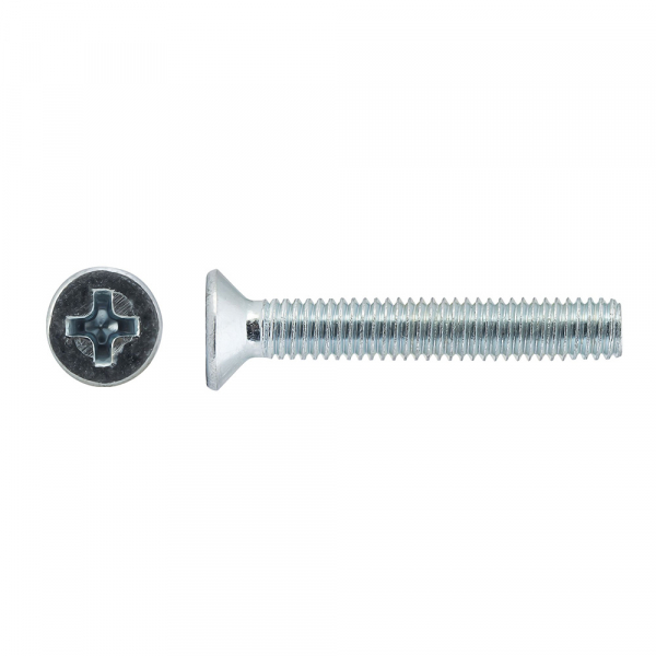Винт DIN965 с потайной головкой оцинкованный М6х50 (40 шт) - коробка с ок. Tech-Krep