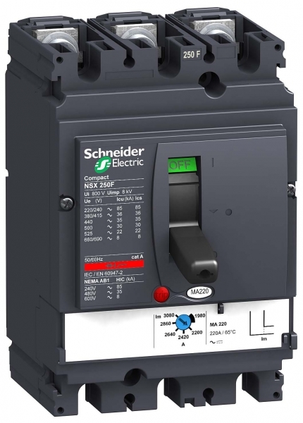 Выключатель автоматический  Schneider Electric  3П  220А  36кА  MA  Compact_NSX