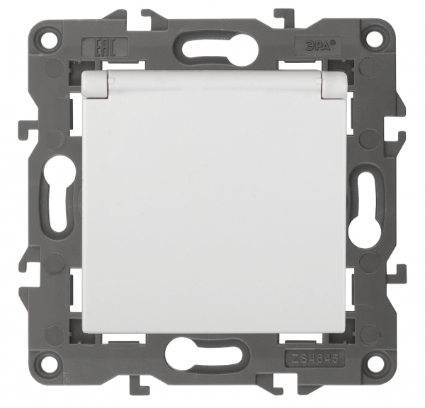 ЭРА  Elegance  Белый  Розетка 2P+E Schuko со шторками с крышкой 16A-250В, IP20 14-2103-01