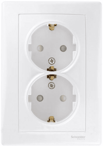 Schneider Electric Sedna  Белый Роз. 2-местная с заземляющими контактами, со шторками, 16А, 250В IP20 скрытая установка SDN3000721