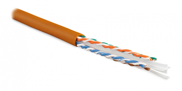 UUTP4-C6-S23-IN-LSZH-OR-305 (305 м) Кабель витая пара U/UTP, категория 6, 4 пары (23 AWG), одножильный (solid), с разделителем, LSZH, нг(С)-HF, –20градC – +75градC, оранжевый - гарантия:15 лет компонентная, 25 лет системная Hyperline