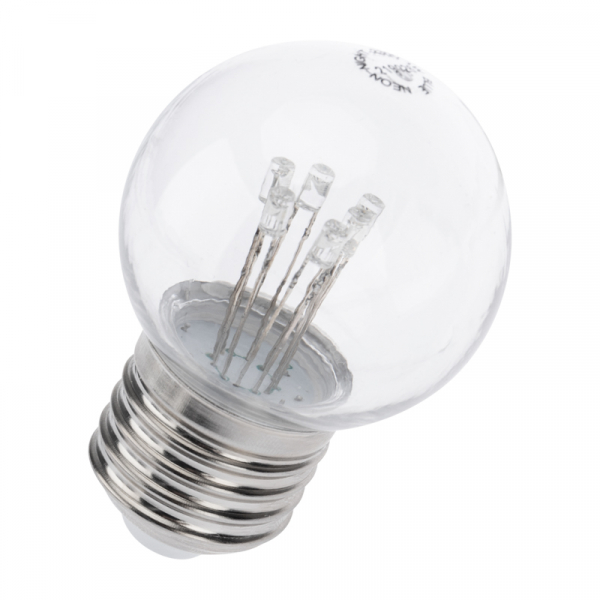 Лампа шар e27 6 LED  ∅45мм - желтая, прозрачная колба, эффект лампы накаливания 405-121