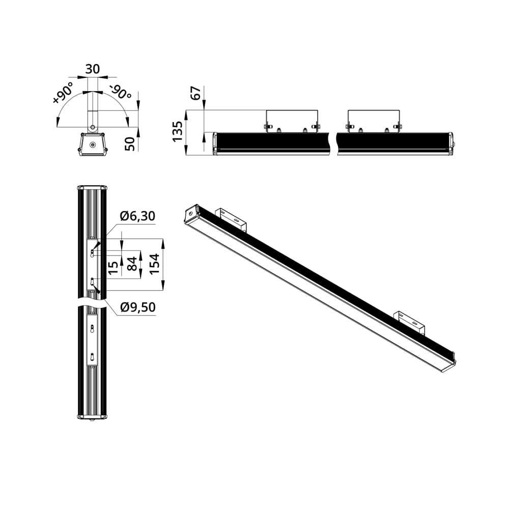 Крепление кронштейн 2 шт. (Т-Линия v2.0) RAL9005 муар