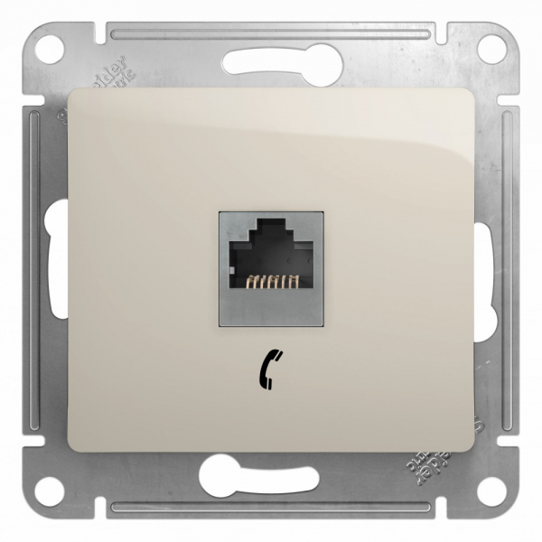 Glossa Молочный Розетка телефонная RJ11 механизм IP20 скрытая установка GSL000981T